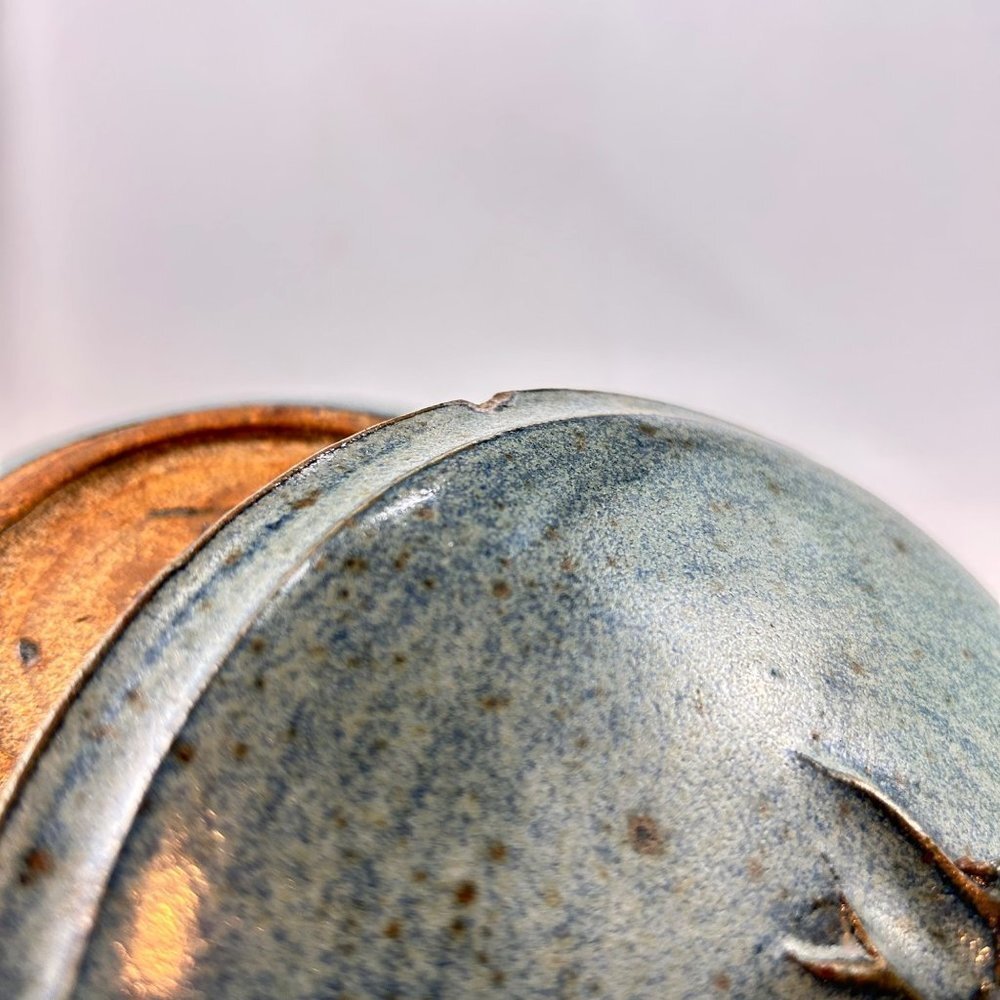 HANDMADE Stoneware Pottery Art | Turquoise Ceramic Lidded Bowl - Picture 5 of 10